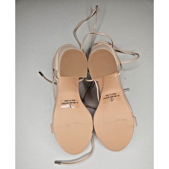 Lulus Neutral Wrap Nude Lace Up Gladiator Block Heel Sandals Heels 9 EUC - Picture 8 of 8